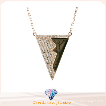 New Design and 2015 New Fashionable Trangle Necklace Charm CZ Stone Necklaces for Women Gift N6631